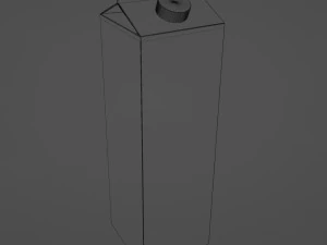32oz Milk or Juice Carton with Fluted Screw Cap Lid 3D Model