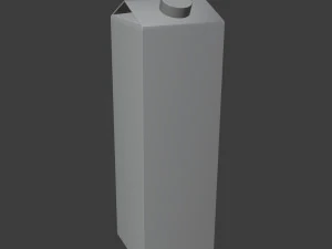 32oz Milk or Juice Carton with Fluted Screw Cap Lid 3D Model