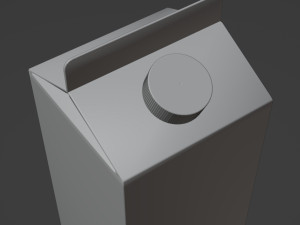 32oz Milk or Juice Carton with Fluted Screw Cap Lid 3D Model