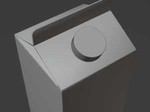 32oz Milk or Juice Carton with Fluted Screw Cap Lid 3D Model