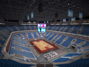 campo de baloncesto - interior - baja poli Modelo 3D