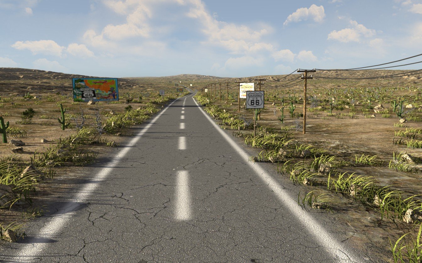 Route 66 In Blender 3D Модель In Окруж. Среда 3DExport