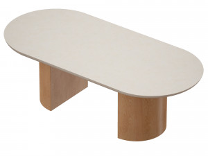 vernet oval travertine coffee table crate and barrel 3D 모델