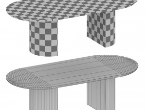 vernet oval travertine coffee table crate and barrel 3D 모델