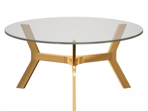 elke round glass coffee table with brass base crate and barrel Modello 3D