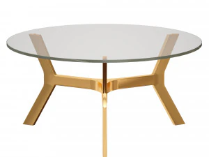 황동 베이스 상자와 배럴이 포함된 elke 원형 유리 커피 테이블 3D 모델