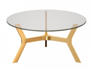 elke round glass coffee table with brass base crate and barrel Model 3D