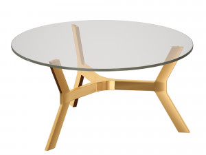 elke round glass coffee table with brass base crate and barrel Model 3D