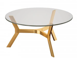 elke round glass coffee table with brass base crate and barrel 3D Model