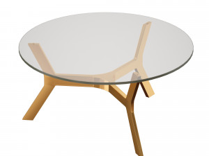 elke round glass coffee table with brass base crate and barrel Model 3D