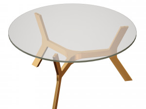 elke round glass coffee table with brass base crate and barrel Model 3D