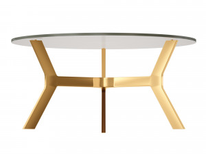 elke round glass coffee table with brass base crate and barrel Model 3D
