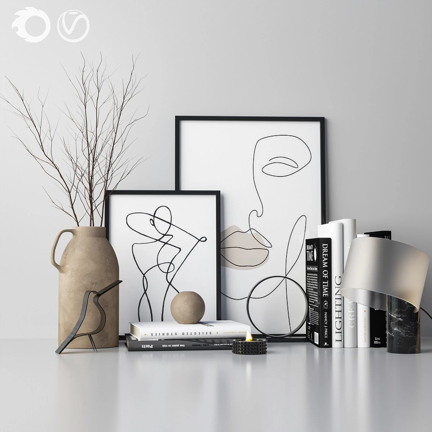 decorative set 3D Model .c4d .max .obj .3ds .fbx .stl .blend 