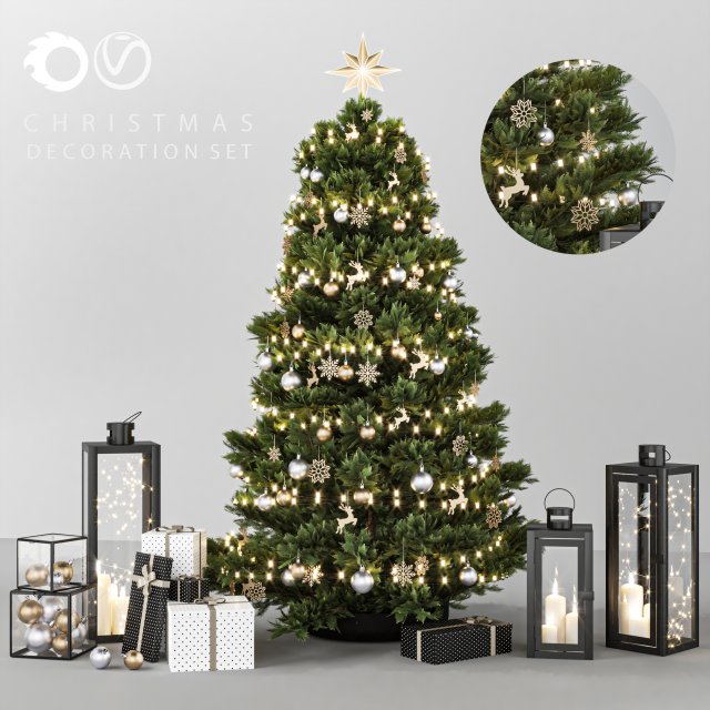 christmas decoration set Modelo 3D .c4d .max .obj .3ds .fbx .stl .blend 