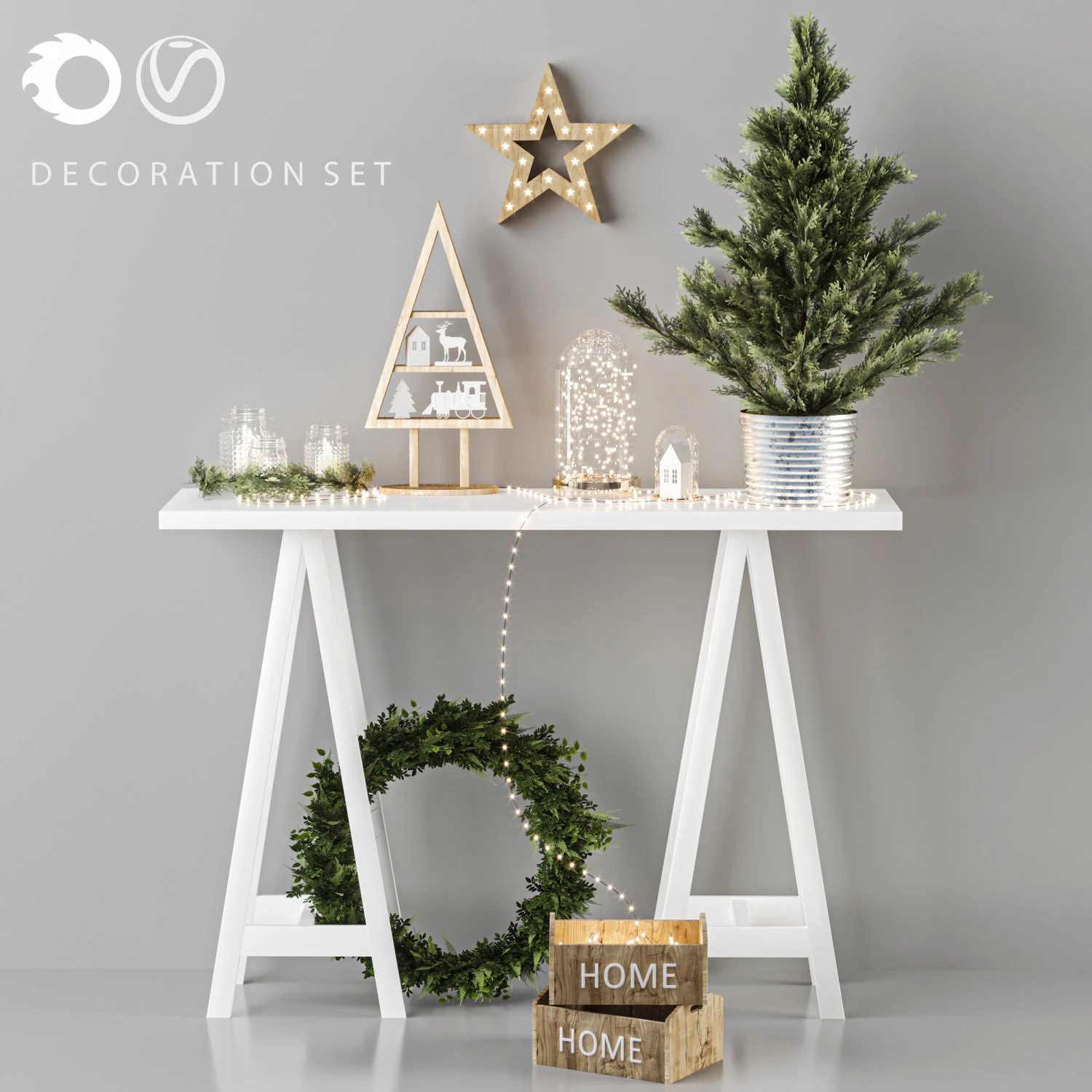 decorative set 3D Model .c4d .max .obj .3ds .fbx .stl .blend 