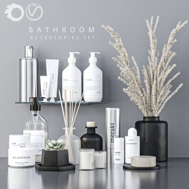 bathroom accessories Modello 3D .c4d .max .obj .3ds .fbx .stl .blend 