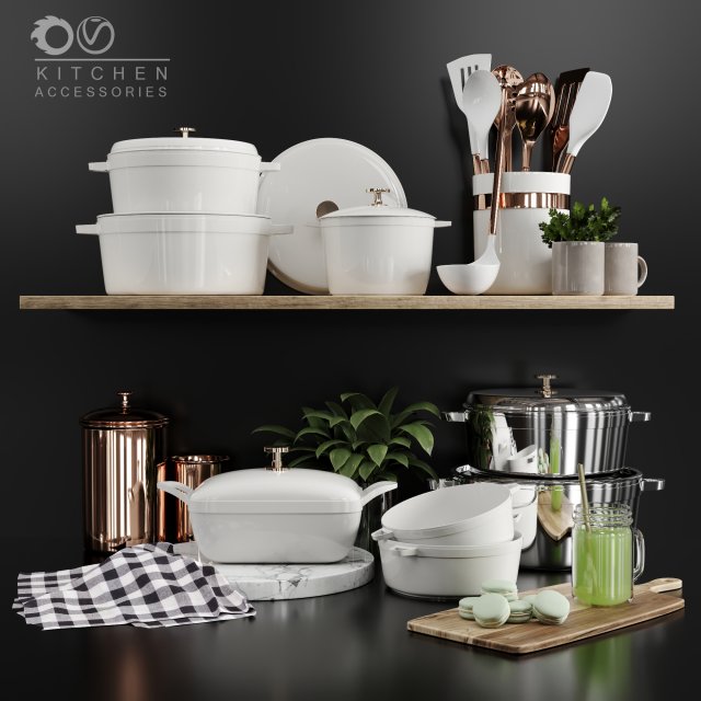 kitchen accessories 3D Model .c4d .max .obj .3ds .fbx .stl .blend 