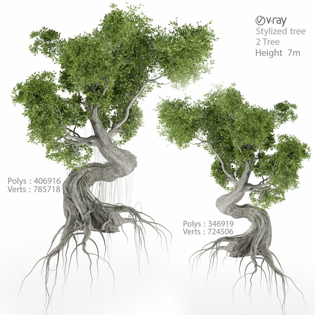 stylized tree 3D Model .c4d .max .obj .3ds .fbx .stl .blend 
