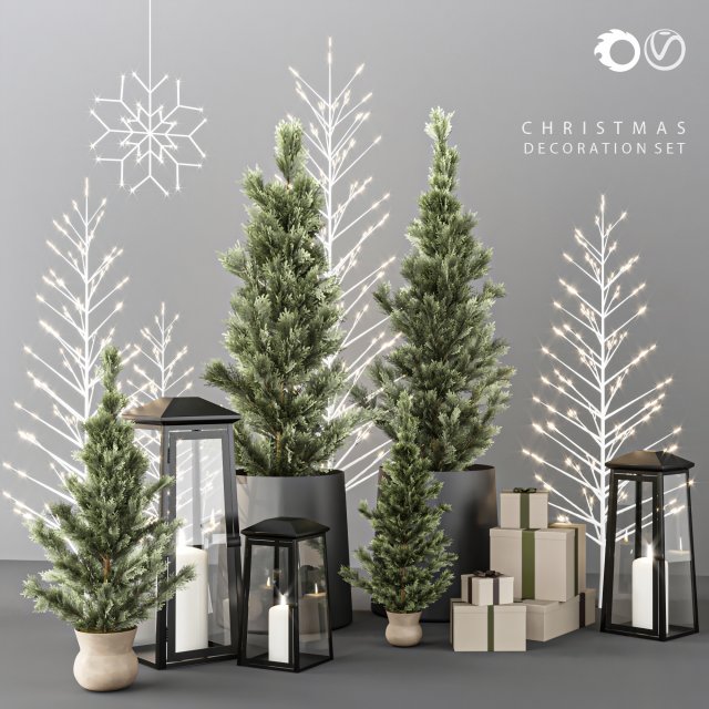 christmas decoration set 3D मॉडल .c4d .max .obj .3ds .fbx .stl .blend