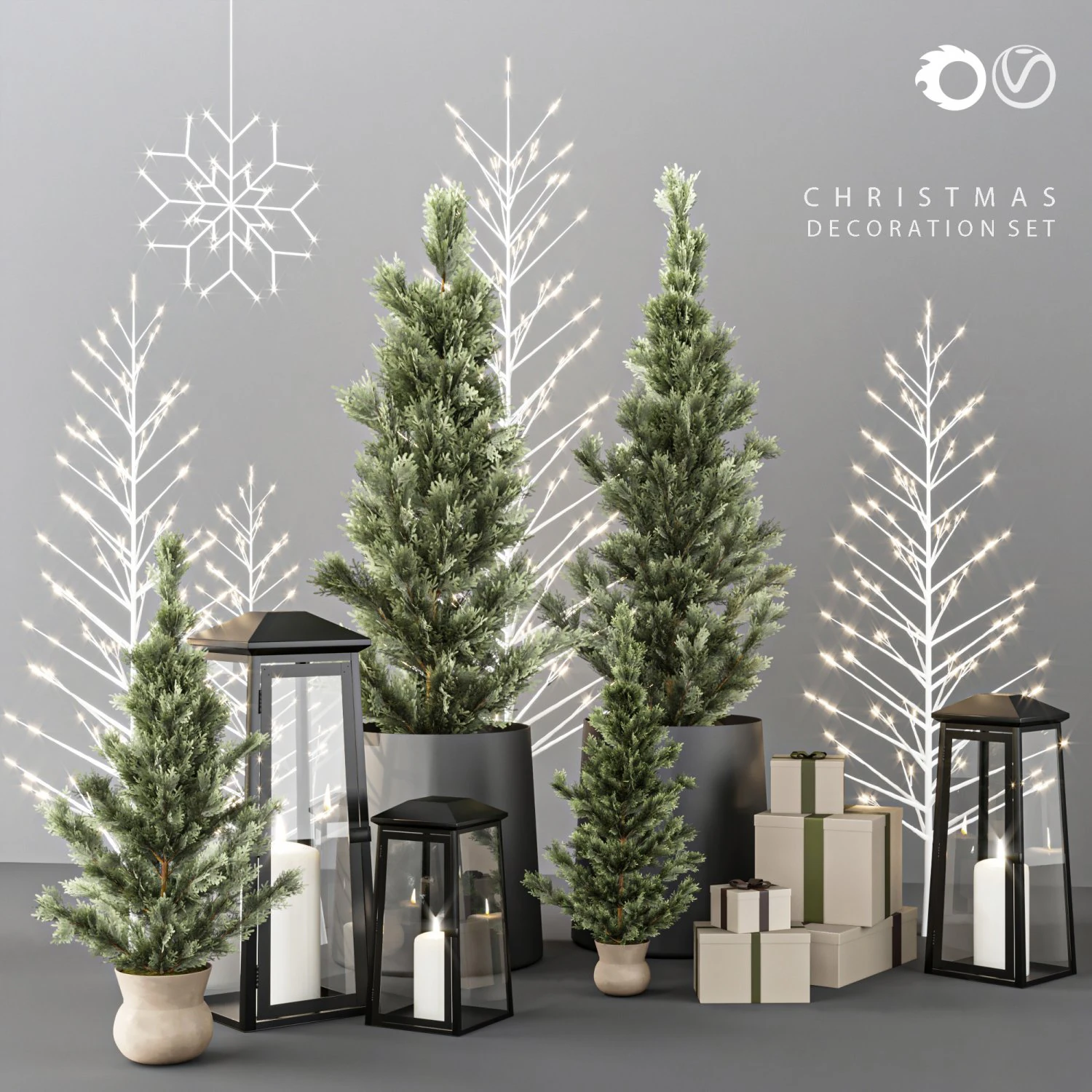 christmas decoration set 3D Model .c4d .max .obj .3ds .fbx .stl .blend