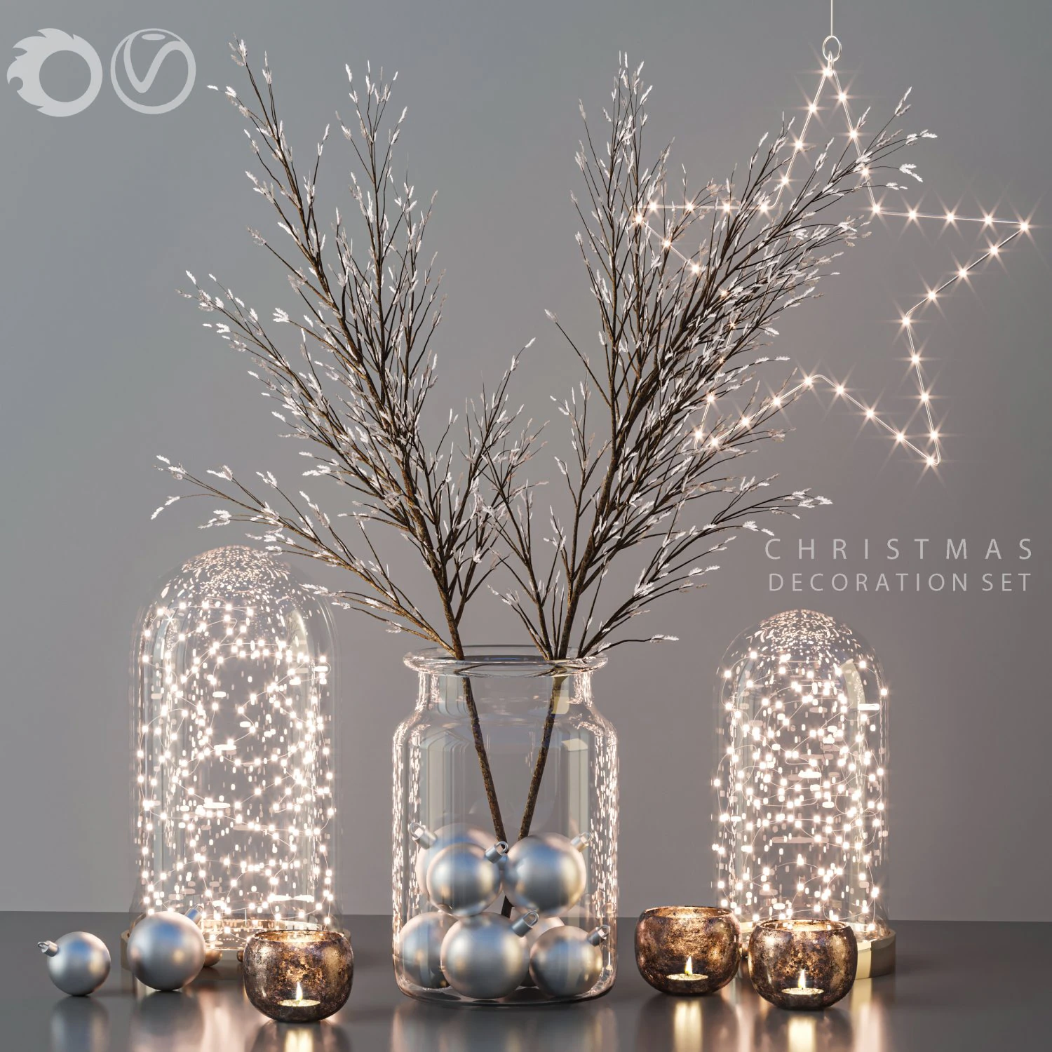 christmas decoration set 3D Model .c4d .max .obj .3ds .fbx .stl .blend