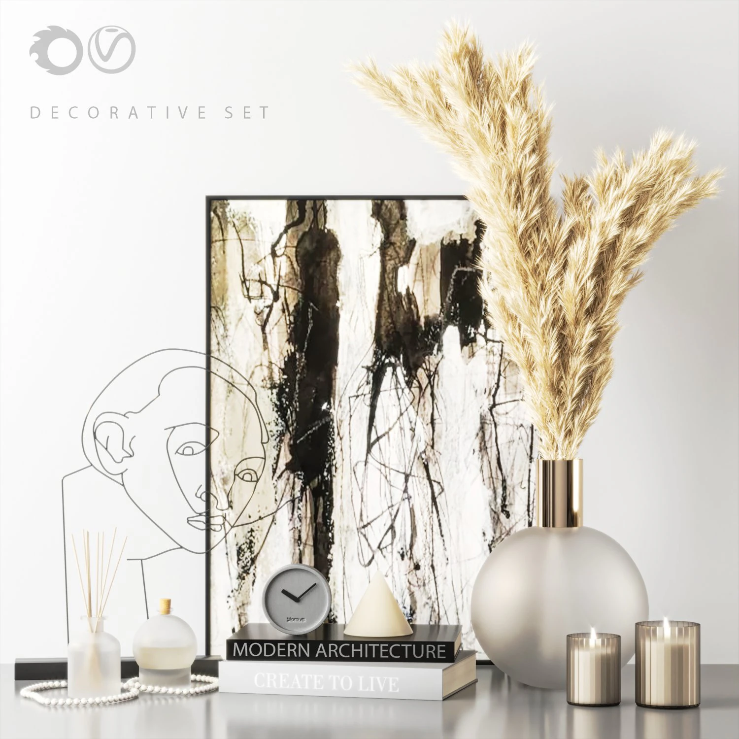 decorative set 3D Model .c4d .max .obj .3ds .fbx .stl .blend 