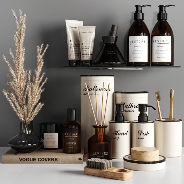 bathroom accessories 3D Model .c4d .max .obj .3ds .fbx .stl .blend 