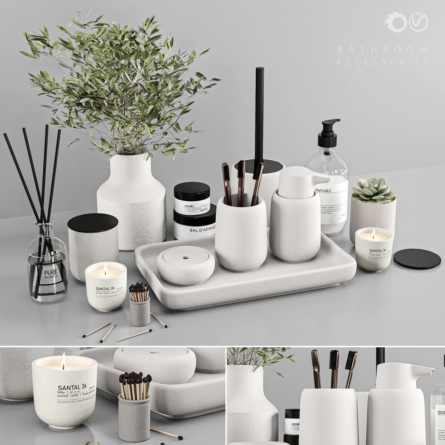 Bathroom accessories 3D Model .c4d .max .obj .3ds .fbx .stl .blend