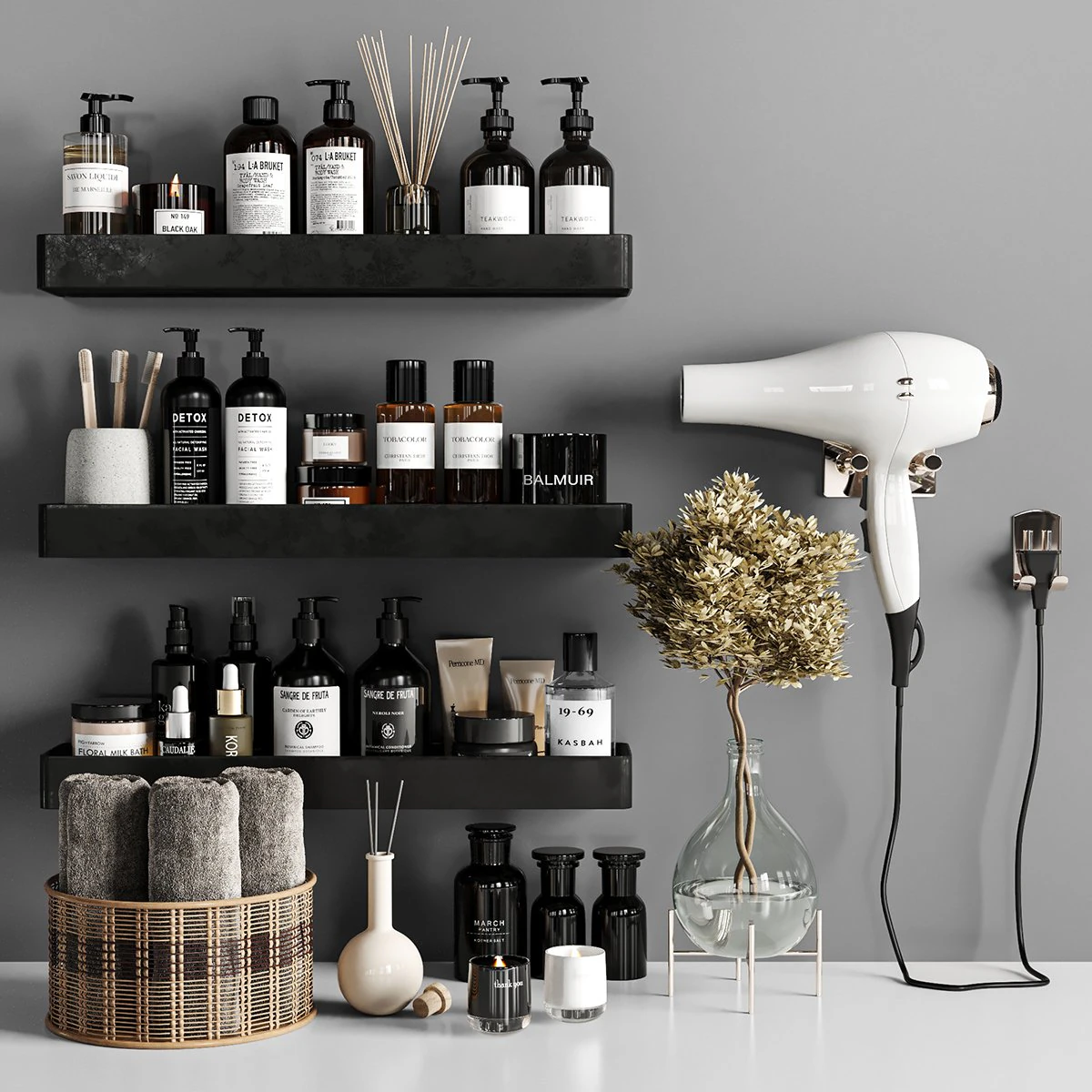 Bathroom accessories 3D Model .c4d .max .obj .3ds .fbx .stl .blend 