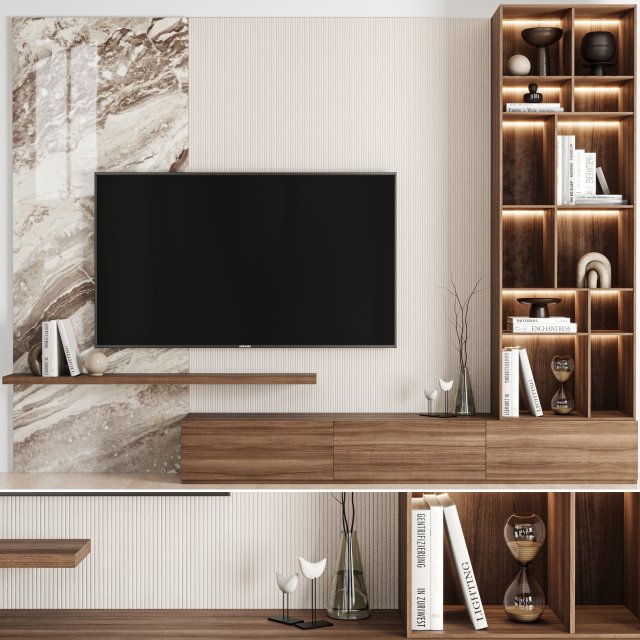 TV Wall 02 3D Модель .c4d .max .obj .3ds .fbx .stl .blend 