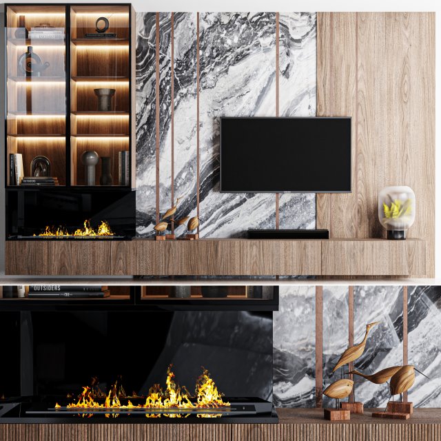TV Wall 04 3D 모델 .c4d .max .obj .3ds .fbx .stl .blend 