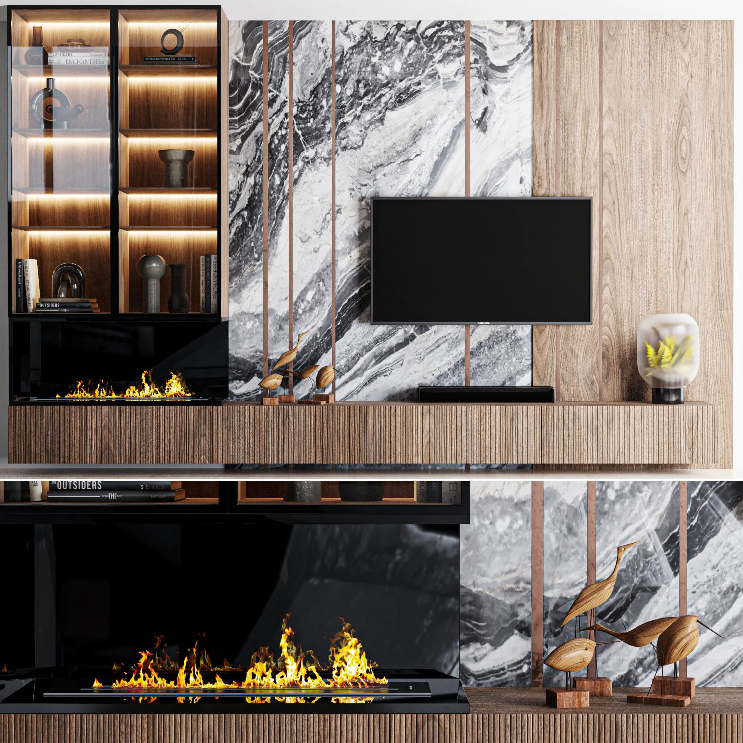TV Wall 04 3D Model .c4d .max .obj .3ds .fbx .stl .blend 