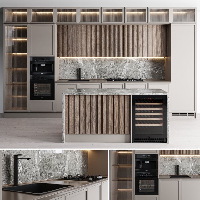 Kitchen 02 3D Модель .c4d .max .obj .3ds .fbx .stl .blend 