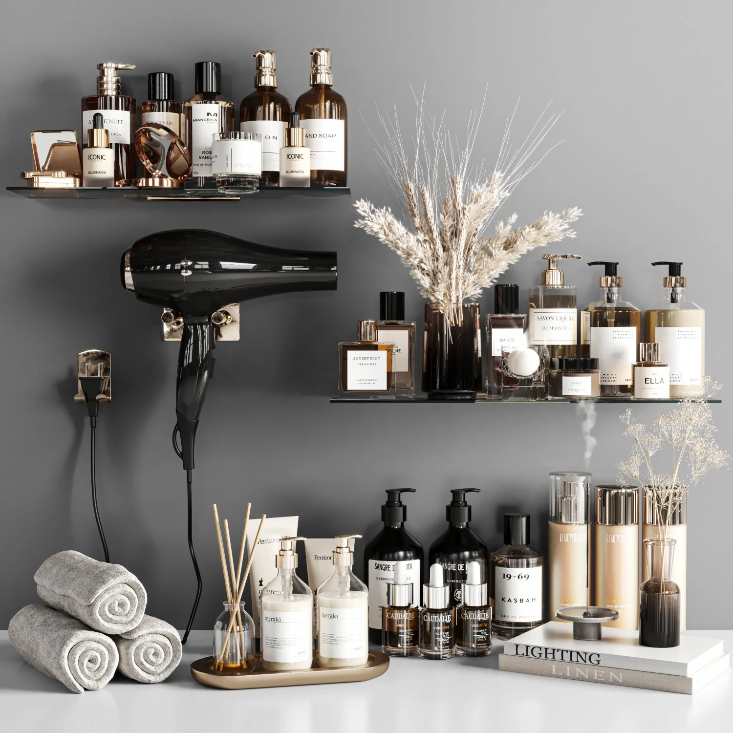 Bathroom accessories Set 3D Model .c4d .max .obj .3ds .fbx .stl .blend 