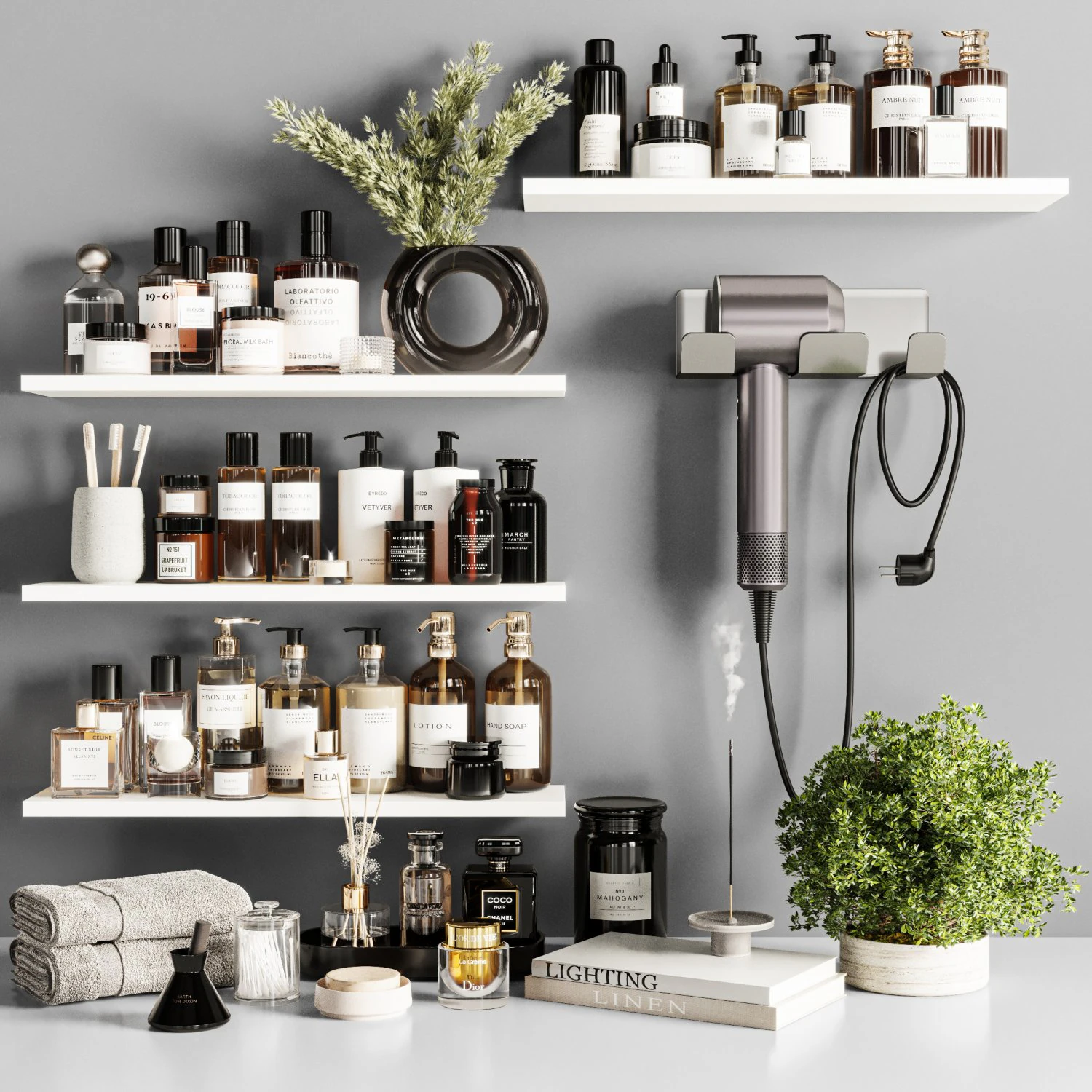 Bathroom accessories Set 3D Model .c4d .max .obj .3ds .fbx .stl .blend 