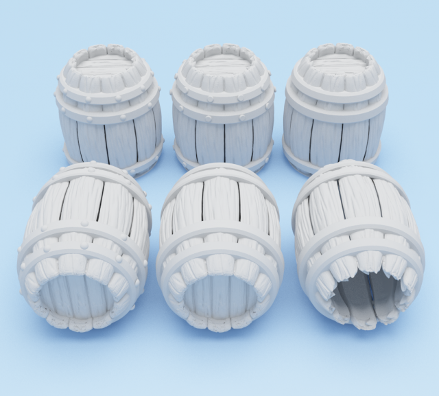 medieval barrels 3d printable pack 3d print model 3D-Druckmodell .c4d .max .obj .3ds .fbx .stl .blend 