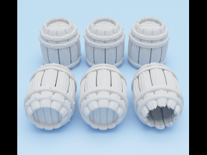 medieval barrels 3d printable pack 3d print model Model do druku 3D
