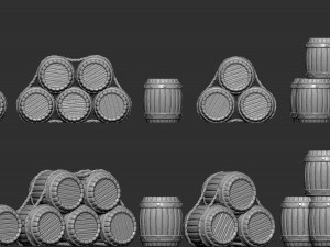 medieval barrels 3d printable pack 3d print model Modèles 3D en vedette
