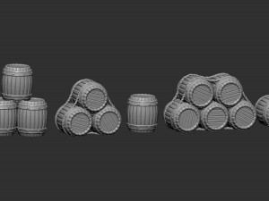 medieval barrels 3d printable pack 3d print model Modèles 3D en vedette