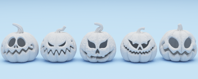 5 pumpkins 3d printable pack Model Cetak 3D .c4d .max .obj .3ds .fbx .stl .blend 
