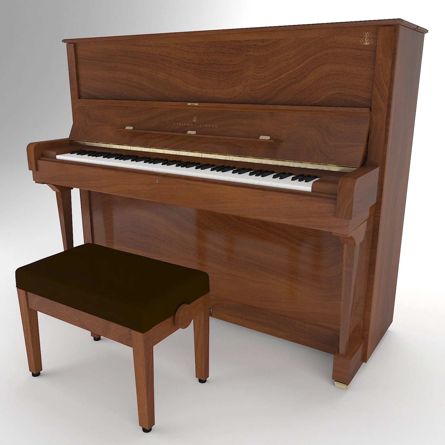 piano steinway and sons v-125 3D Model .c4d .max .obj .3ds .fbx .stl .blend 
