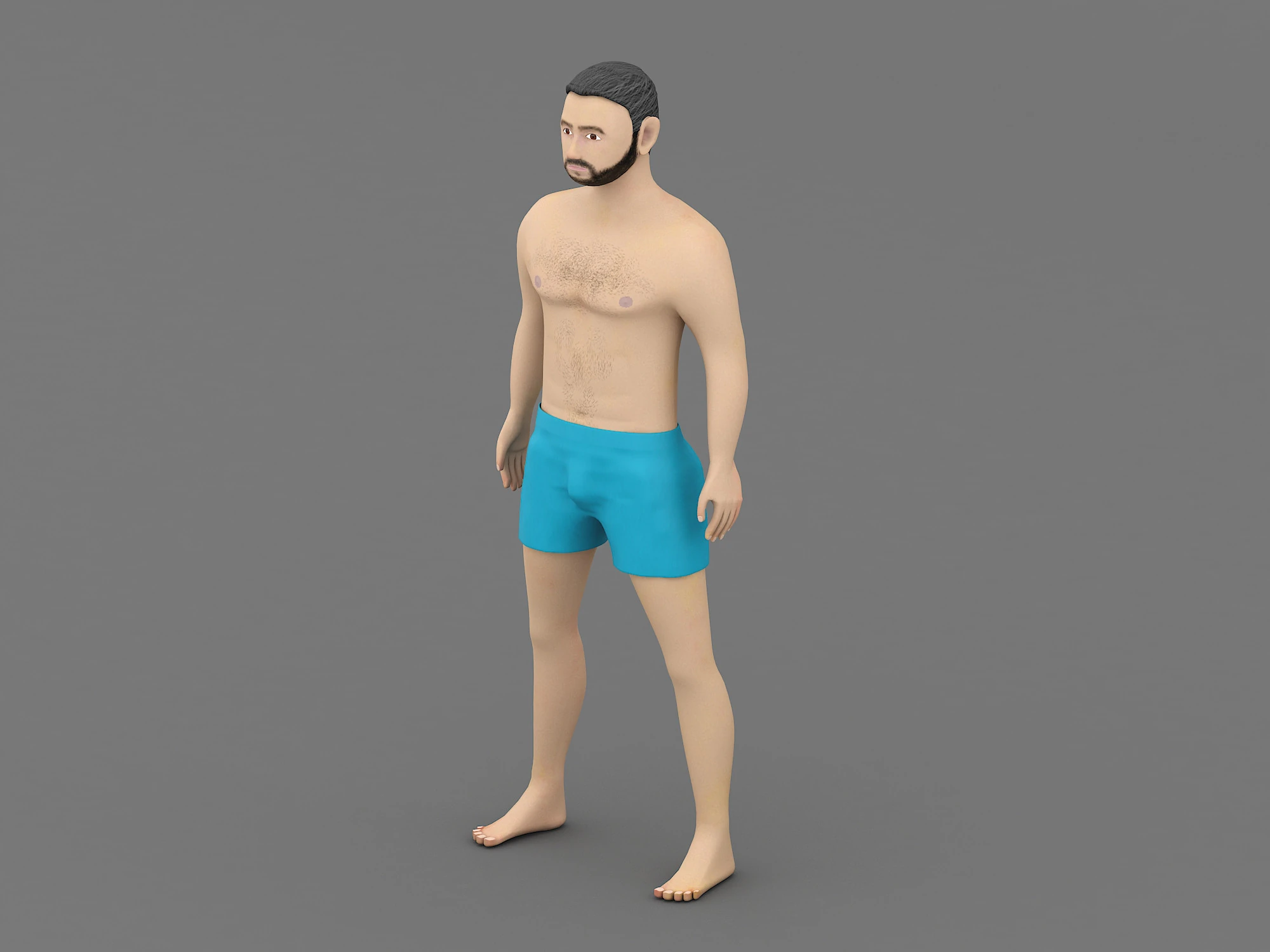 Man in shorts 3D Model .c4d .max .obj .3ds .fbx .stl .blend 