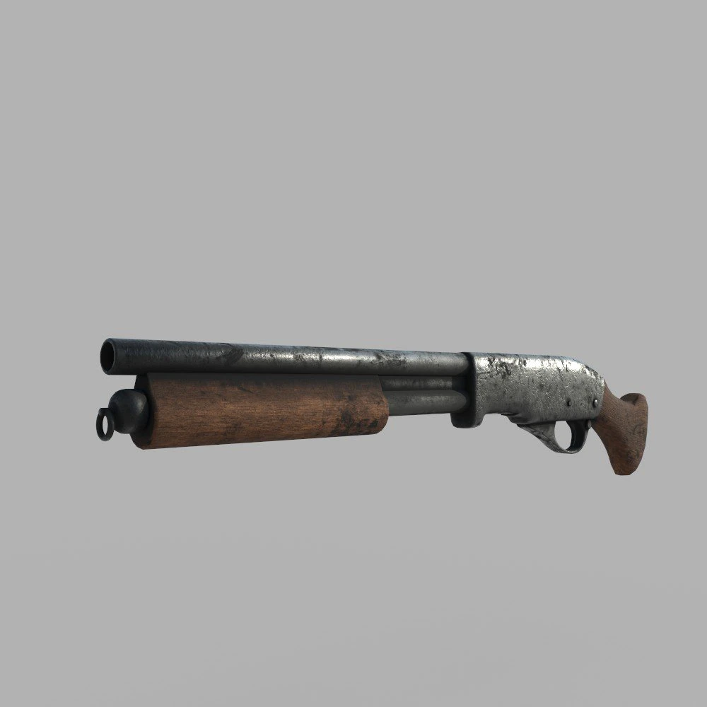 Sawed Off Shotgun Low Poly 3D Model .c4d .max .obj .3ds .fbx .stl .blend 