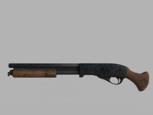 Sawed Off Shotgun Low Poly Modelo 3D