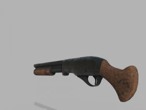 Sawed Off Shotgun Low Poly 3D Model