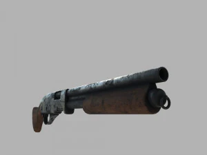 Sawed Off Shotgun Low Poly 3D Model