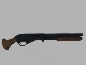Sawed Off Shotgun Low Poly Modelo 3D