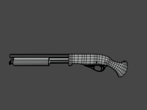 Sawed Off Shotgun Low Poly 3D Model