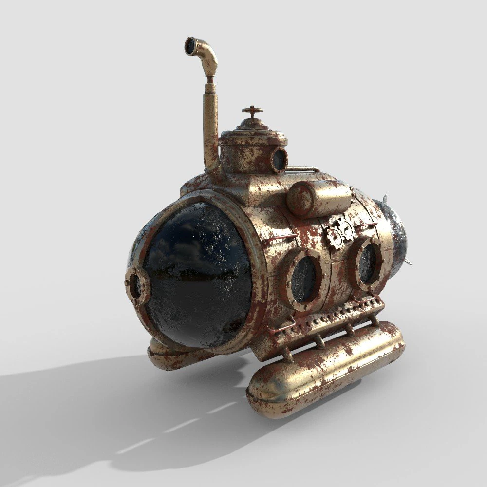 Kapal Selam Steampunk Model 3D .c4d .max .obj .3ds .fbx .stl .blend 