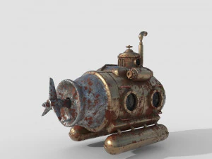 Kapal Selam Steampunk Model 3D